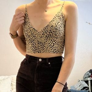 Leopard print cross tank